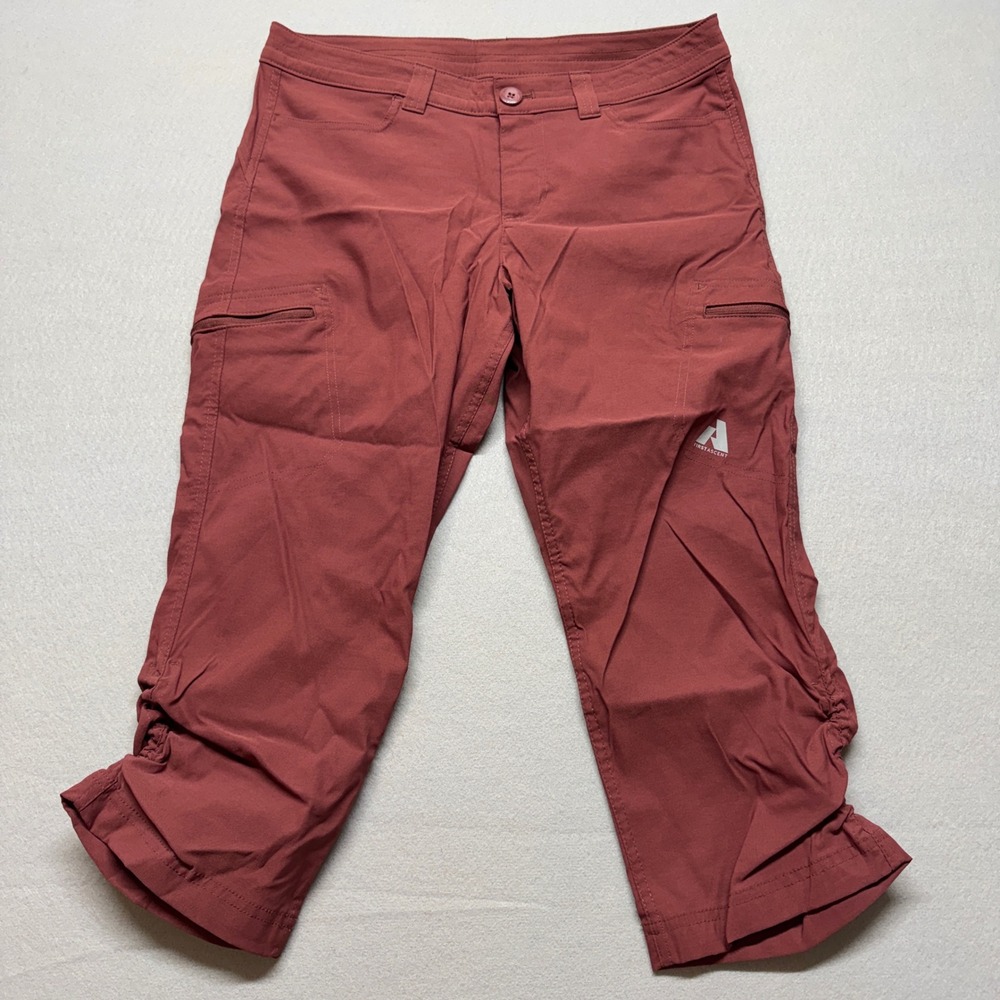 Eddie Bauer First Ascent Women 8 Hiking Capris Red Ruched Cargo Pants